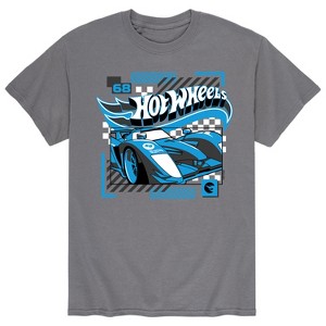 Men's - Hot Wheels - Blue Geometric Race Car Short Sleeve Graphic T-Shirt - 1 of 4