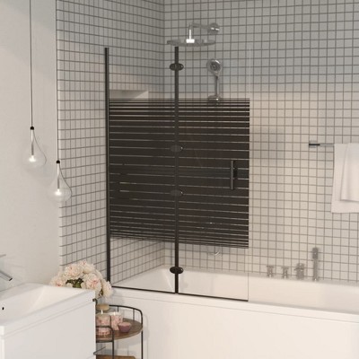 VidaXL Folding Shower Enclosure ESG 31.5 in.x55.1 in. Black