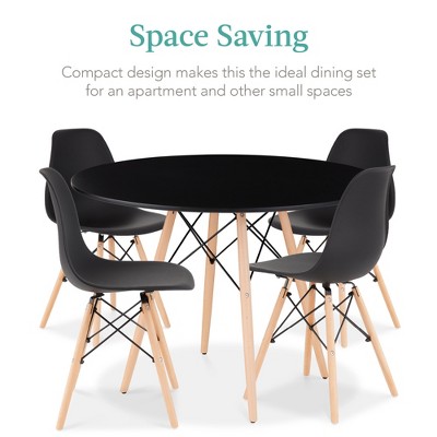 Compact Black and Oak 5-Piece Mid-Century Modern Dining Set