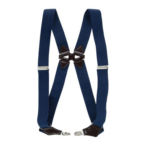 Aisenin Men's Elastic Solid Color Dress Ubee Side Clip Suspenders, Navy :  Target