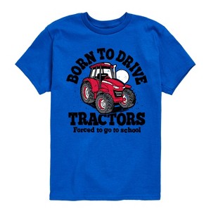 Boys' - Instant Message - Born To Drive Tractors Forced To Go To School Short Sleeve Graphic T-Shirt - 1 of 4