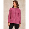 INSPIRE CHIC Women's Single Breasted Collarless Fringed Casual Business Tweed Jacket - 4 of 4