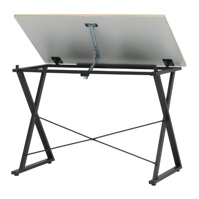 Ashwood and Charcoal Adjustable Drawing Table with Steel Frame