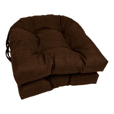 Blazing Needles, 16-inch Spun Polyester Solid Outdoor U-shaped Tufted Chair Cushions (Set of 2)