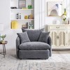 ModernLuxe Oversized Swivel Accent Chair with Ottoman, 360° Rotation Wide Seat Chenille Chair with 3 Pillows for Living Room - 2 of 4