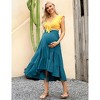 Maternity Dress Women's High Waist Floral Print Pleated Maxi Skirt Casual Flowy Swing A Line Long Skirts - 4 of 4
