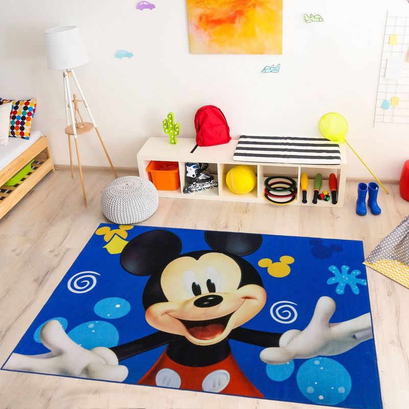 4&#34;x6&#34; Disney Mickey Mouse Splash Full Color Digital Printed Indoor Kids&#39; Area Rug Blue, 3 of 5