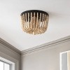 13" 3-Light Eivissa Coastal Farmhouse Iron/Wood Bead LED Flush Mount Oil Rubbed Bronze - JONATHAN Y: UL Listed, Mid-Century Bohemian Style - 4 of 4