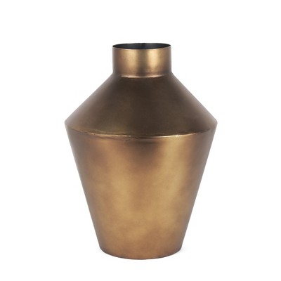 HomeRoots 12" Antiqued Bronze Metal Trumpet Table Vase