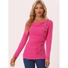 Allegra K Women's Cowl Neck Long Sleeves Buttons Decor Solid Ruched Top - 3 of 4
