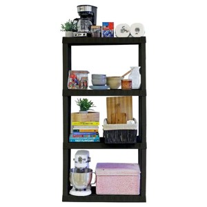 Plastic Shelves Garage Storage Shelf Heavy Duty Shelving Unit 4-Tier 57"H x 14"D x 30"W Black-400 lbs Total Capacity - 1 of 4