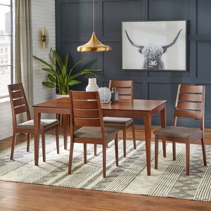 Set of 2 Malton Dining Chair Walnut - Lifestorey: Beech Wood, Mid-Century Design, Gray Upholstery - 1 of 4