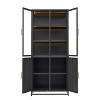 Sapphtopaz Tall Iron Display Cabinet Decorative Storage Cabinet with Glass Door 3-Sided Glass Display Case for Kitchen, Living Room - 4 of 4