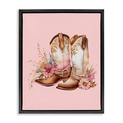 Stupell Industries Floral Pink Cowgirl Boots, 17" x 21"