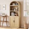 Arched Bookcase with Doors, 71.65" Tall Farmhouse Cabinet with Shelves, Wooden Bookshelves for Home Office and Living Room Storage - 3 of 4