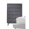 Light Gray Fabric Upholstered Chest dressers with Five Spacious Drawers and Smooth Side Metal Glides - 3 of 4