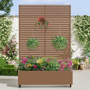 PexFix 72 in. H x 47 in. W Brown Metal Rectangle Wall Planter Box with Trellis for Climbing Plants - 1 of 4