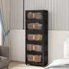KWPZQEB Plastic Tall Storage Cabinet with Movable Wheels, Magnetic Doors, Foldable Plastic Organizers and Storage for Bathroom, Living Room, Black - 2 of 4