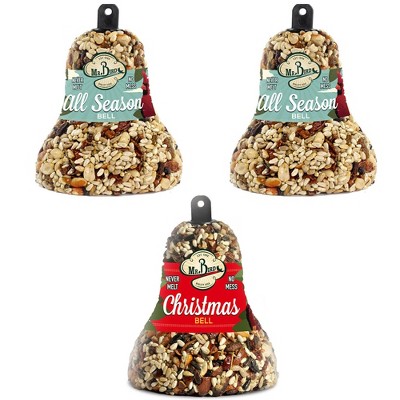 Home & Garden 5.25" All Season & Christmas Bell S/3 Bird Feeding Cardinals Wrens Mr Bird  -  Bird And Wildlife Food