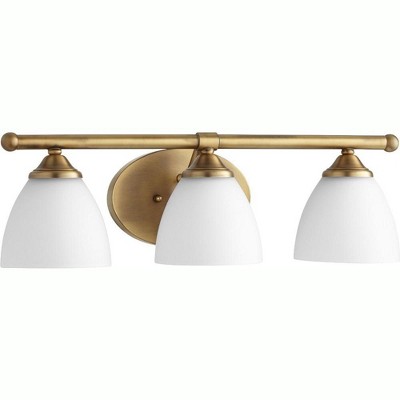 Quorum Lighting Brooks Glass 3-Light Aged Brass Wall Sconce