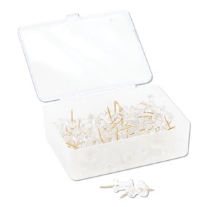 U Brands Standard Push Pins Plastic Clear Gold Pin 7/16" 100/Pack 3087U06-24 - 1 of 4