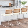 Bekrvio Bar Stools Set of 2/3/4, 26”/30" Barstool with Rattan Back, Velvet-Upholstered & Chrome Frame,Mid Century Modern Kitchen Stool for Island - 3 of 4