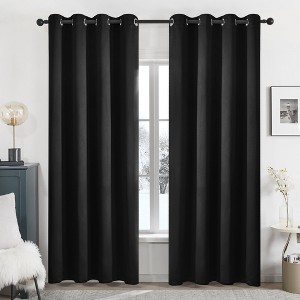 Deconovo 2 Panels Blackout Curtains with Black Backing, 8 Grommets, Thermal Drapes - 1 of 4