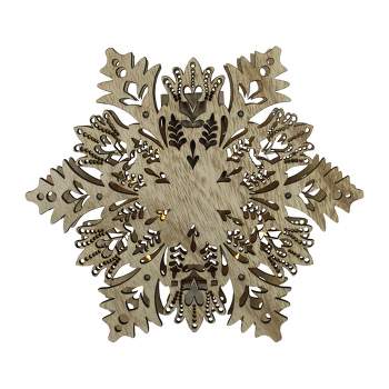 Northlight 8.5" Lighted Brown Wooden Snowflake Christmas Tree Topper - Clear Lights
