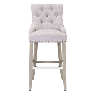 WestinTrends 24" Linen Fabric Tufted Buttons Upholstered Wingback Counter Stool