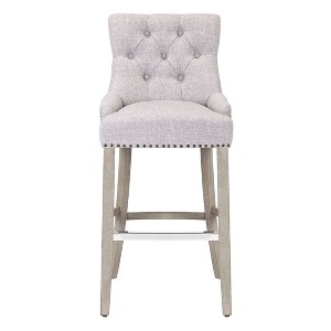 WestinTrends 24" Linen Fabric Tufted Buttons Upholstered Wingback Counter Stool - 1 of 4