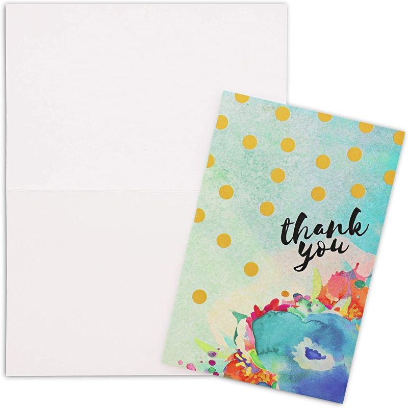 Juvale 48 Pcs Thank You Cards Bulk Set, Floral Watercolor Blank Note with Envelopes, 4 of 8