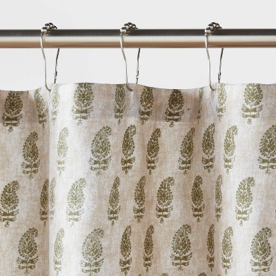 14pc Traditional Shower Curtain Set with Rug Green - Threshold&#8482;