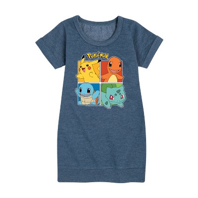 - Pokémon - Pokémon Squares Graphic Short Sleeve Fleece Dress