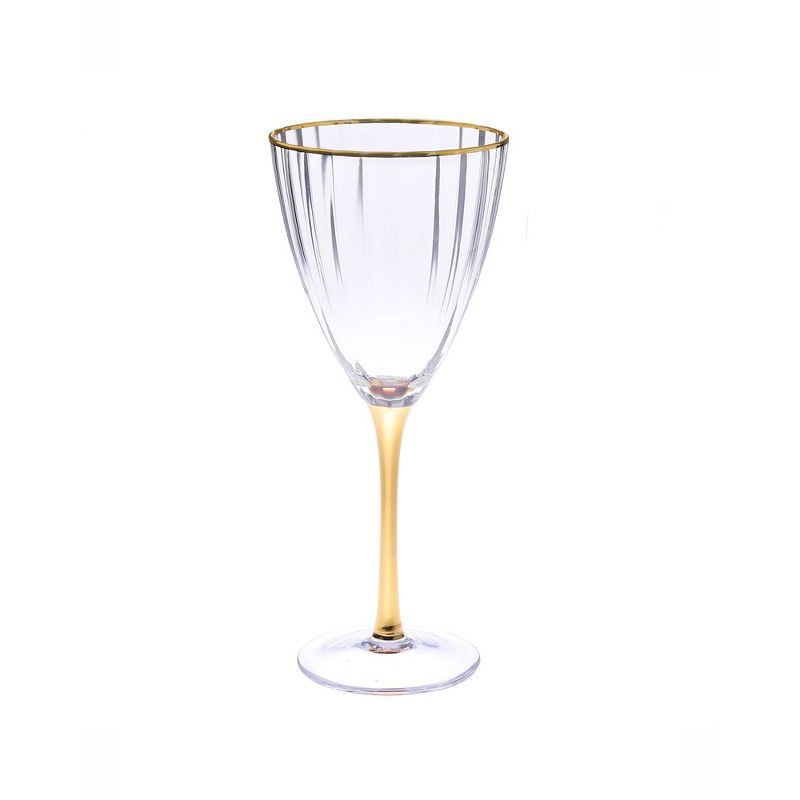 Classic Touch Set of 6 Textured Glasses with Gold Stem and Rim, 1 of 5