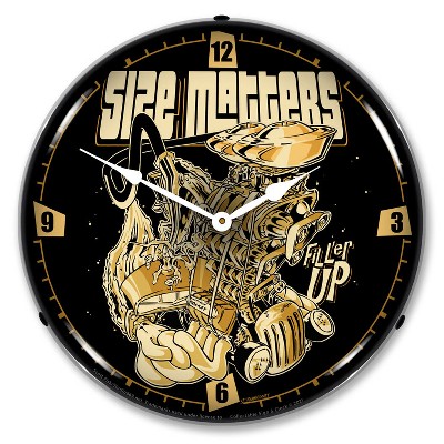 Collectable Sign & Clock | Size Matters LED Wall Clock Retro/Vintage, Lighted