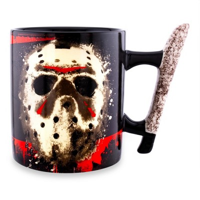Silver Buffalo Friday The 13th Jason Mask 20-Ounce Ceramic Mug With Machete-Shaped Handle