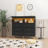 Storage cabinet with drawers, changing table dresser, power socket, with light and metal legs, suitable for living room, bedroom and baby room - 2 of 4