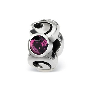Black Bow Jewelry Sterling Silver February Crystal Birthstone, 3-Stone Bead Charm - 1 of 3