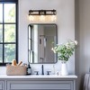 DORESshop 23 in. 3-Light Black and Gold Industrial Cylinder Vanity Light for Bathroom Mirror with Water Glass Shades - 3 of 4