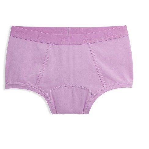 TomboyX First Line Period Leakproof Boy Shorts Underwear, Cotton Stretch  Comfort (3XS-6X) Sugar Violet X Small