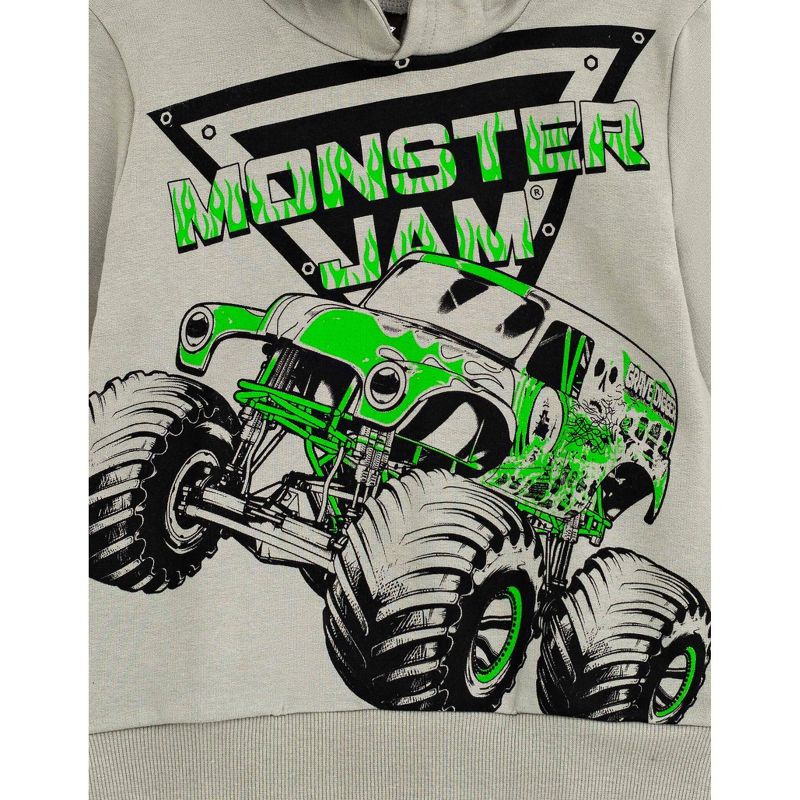 Monster Jam Grave Digger Monster Mutt Megalodon Fleece Pullover Hoodie & Pants Toddler to Big Kid, 4 of 7