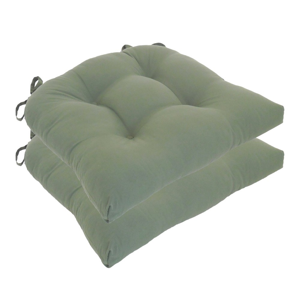 Photos - Pillow Dark Green Micro Fiber Chair Pads with Tie Backs  - Essentials(Set Of 4)
