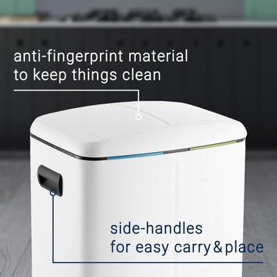 White Stainless Steel Rectangular Pedal Trash Can with Soft-Close Lid