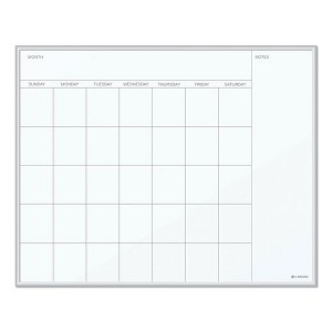 U Brands Magnetic Dry Erase Board, Undated One Month, 20 x 16, White Surface, Silver Aluminum Frame - 1 of 4
