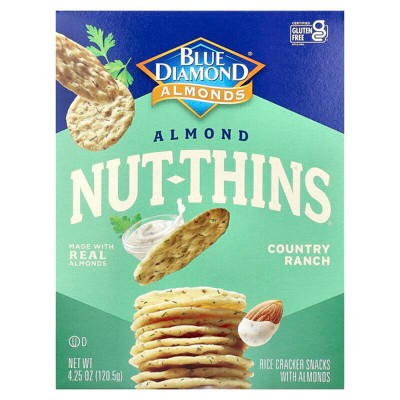 Blue Diamond, Almond Nut-Thins, Rice Cracker Snacks with Almonds, Country Ranch, 4.25 oz