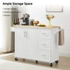 LunaLulinlk Kitchen Island with Drop Leaf Countertop, Barn Door Kitchen Island Table with Storage Cabinet, White - 3 of 4