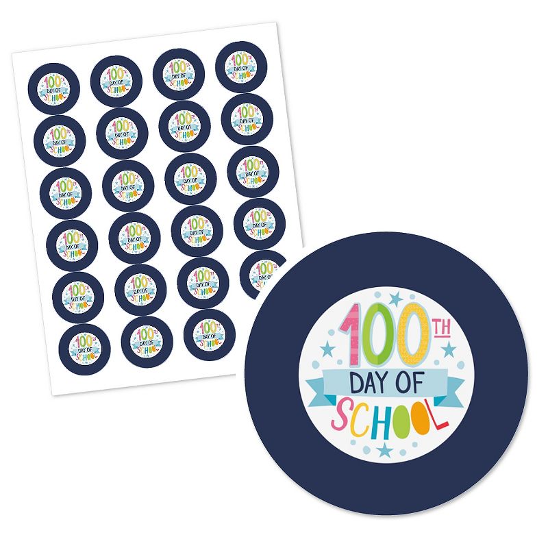 Big Dot of Happiness Happy 100th Day of School - 100 Days Party Circle Sticker Labels - 24 Count, 2 of 5