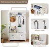 HDZNVF Modern Classic Hall Tree with Shoe Rack Bench and Coat Hooks for Hanging Storage, White - 4 of 4