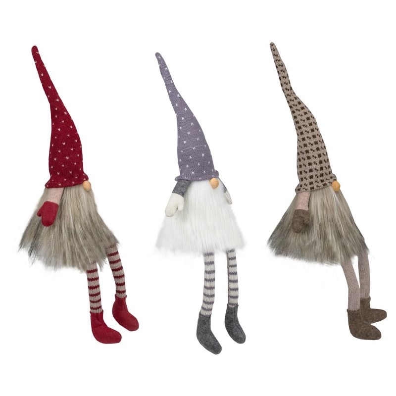 Northlight Set of 3 Sitting Christmas Gnomes with Dangling Legs 20", 3 of 5