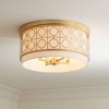 Possini Euro Design Cherie Modern Ceiling Light Flush Mount Fixture 18" Wide Gold Leaf Metal 4-Light White Fabric Drum Shade for Bedroom Living Room - 2 of 4